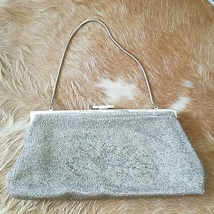 French silver beaded evening bag
